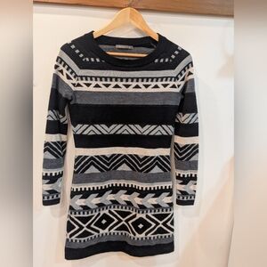 Smartwool Black and Gray Patterned Long Sleeve Dress